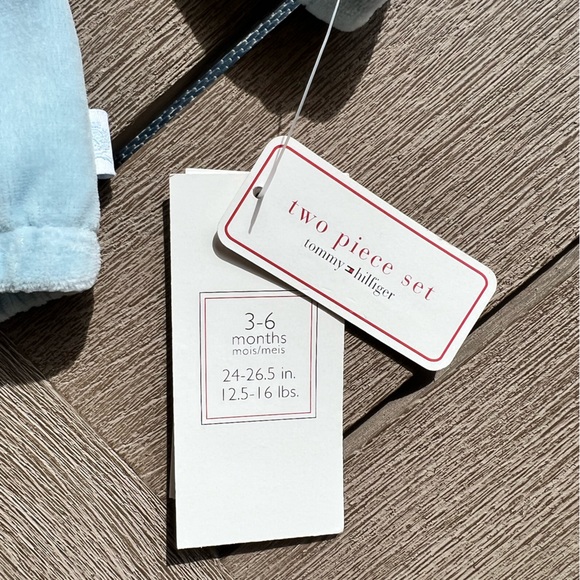 Tommy Hilfiger NWT 2 piece baby track suit in baby blue velvet 3-6 months - Picture 5 of 6